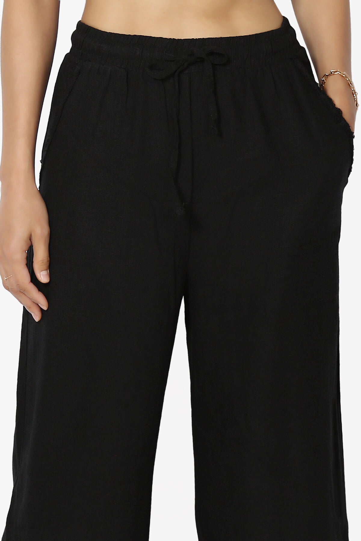 Jessica Drawstring Linen Pants BLACK_5