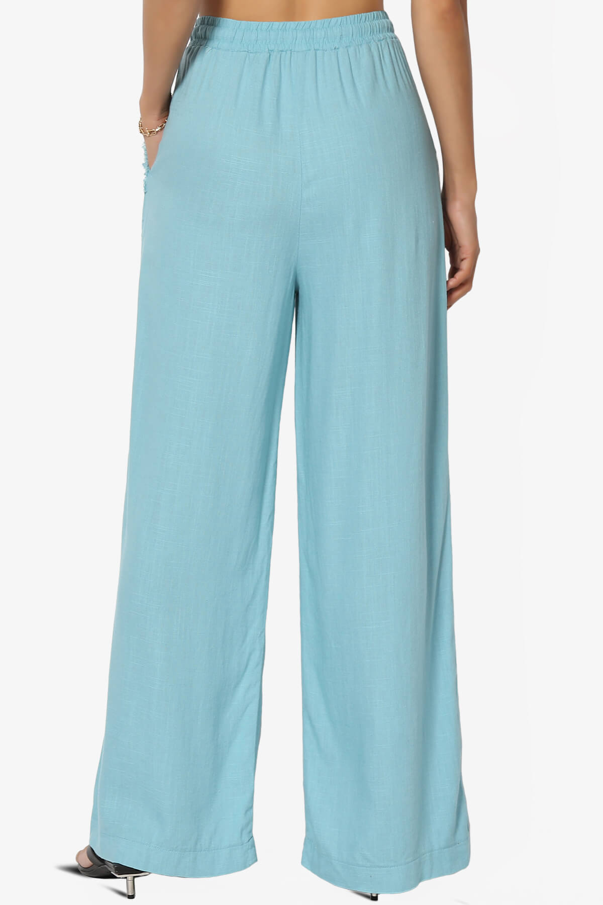 Jessica Drawstring Linen Pants DUSTY TEAL_2