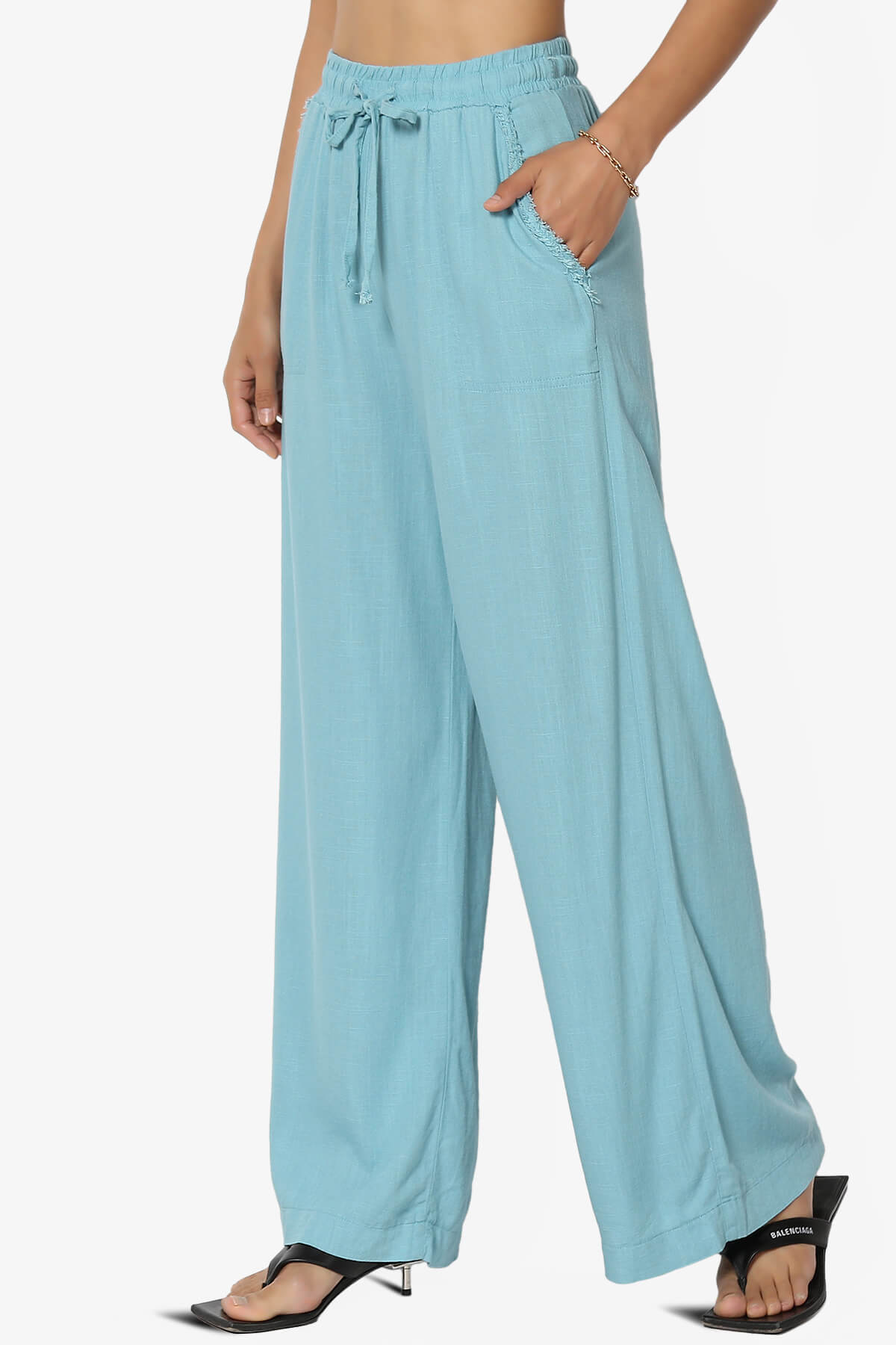Jessica Drawstring Linen Pants DUSTY TEAL_3