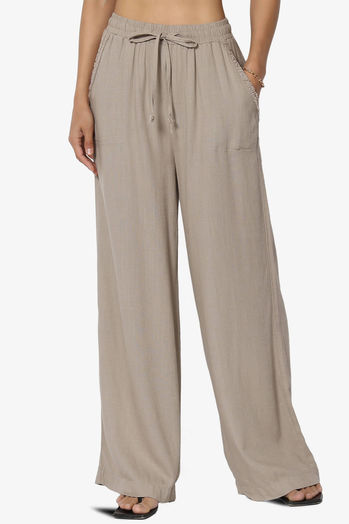 Jessica Drawstring Linen Pants LIGHT MOCHA_1