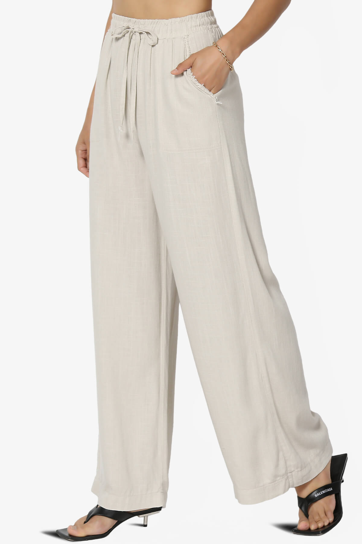 Jessica Drawstring Linen Pants SAND BEIGE_3