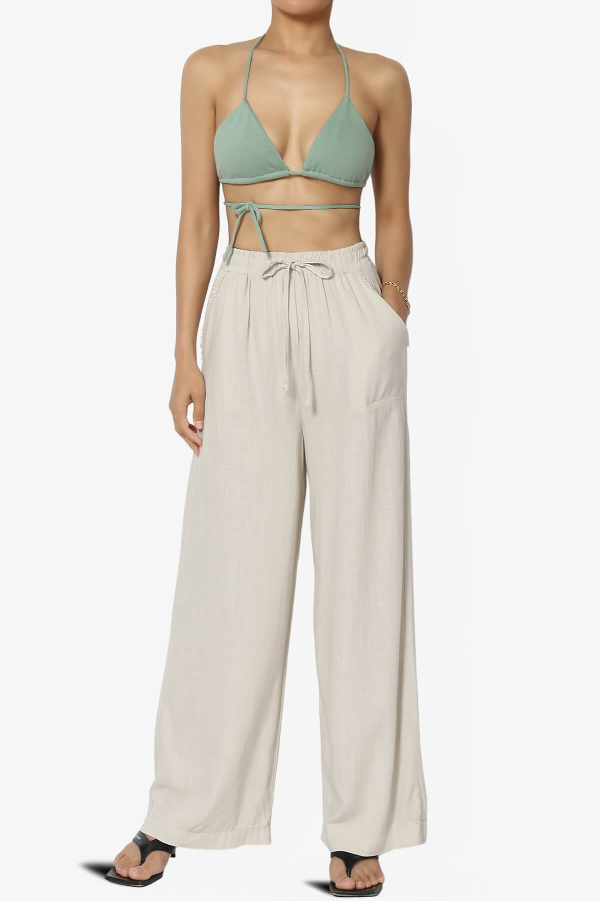 Jessica Drawstring Linen Pants SAND BEIGE_6