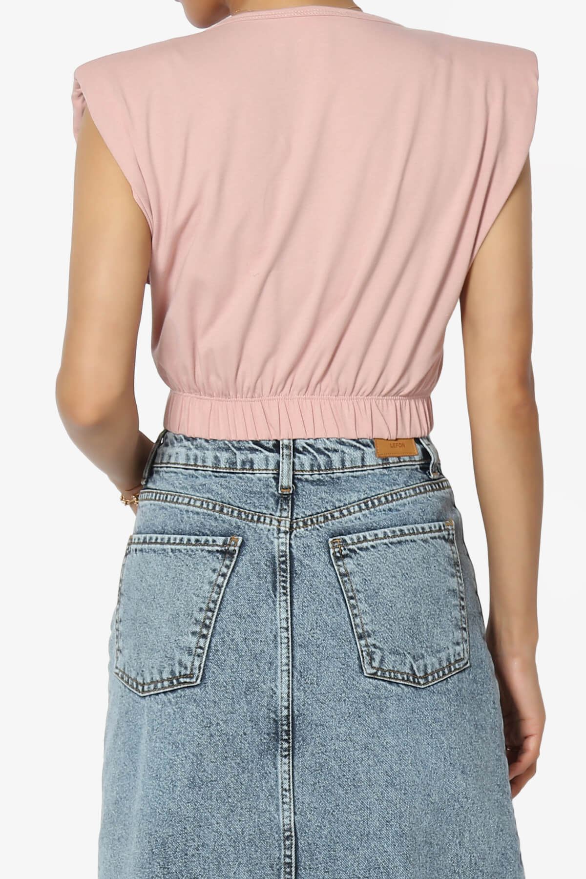 Kali Padded Shoulder Crop Tank Top LIGHT ROSE_2
