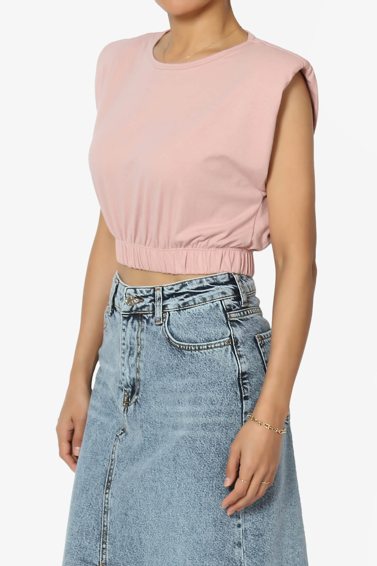 Kali Padded Shoulder Crop Tank Top LIGHT ROSE_3