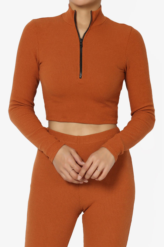 Kandace Zipper Mock Neck Crop Top