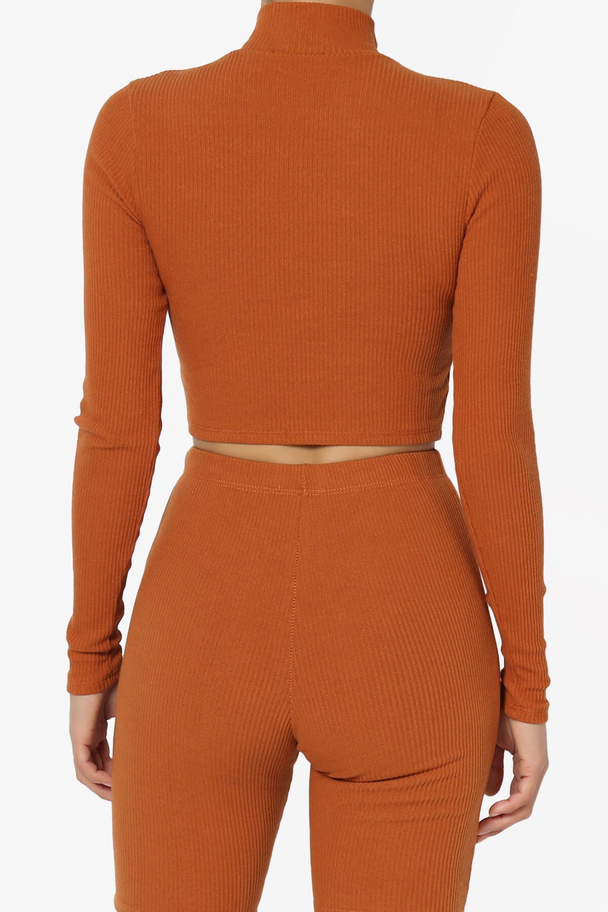 Kandace Zipper Mock Neck Crop Top CARAMEL_2