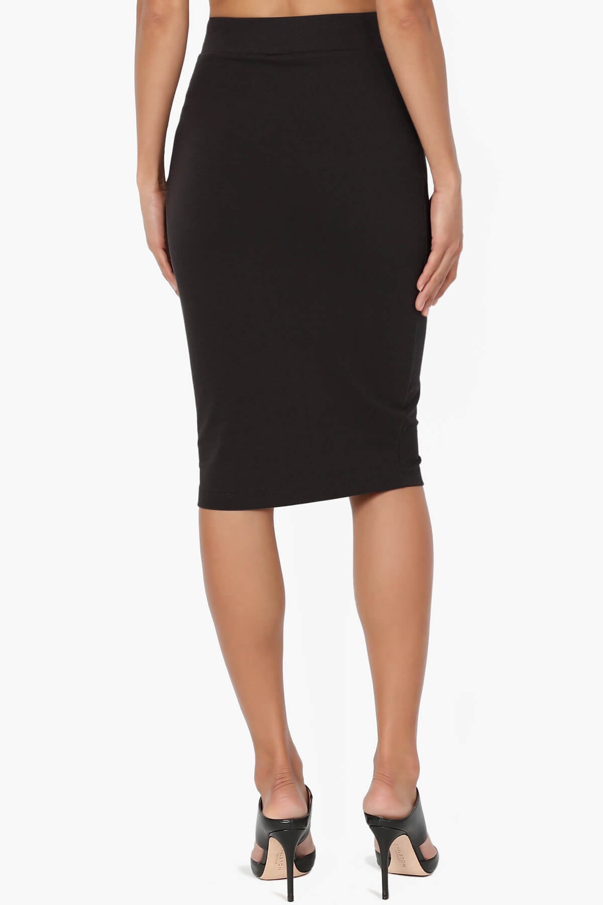 Karan Cotton Midi Pencil Skirt BLACK_2