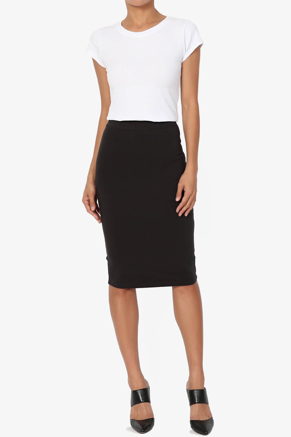 Karan Cotton Midi Pencil Skirt BLACK_6