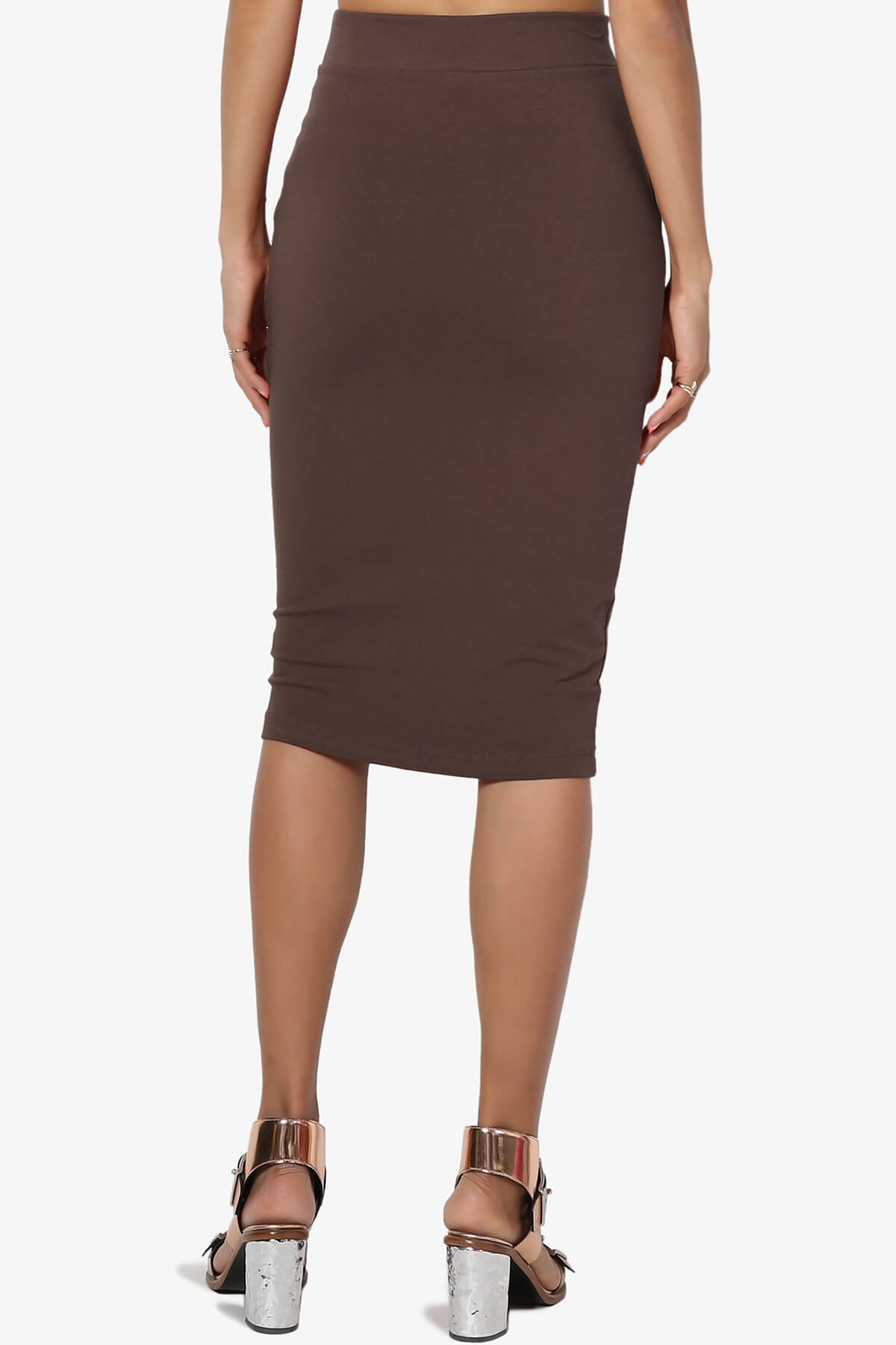 Karan Cotton Midi Pencil Skirt BROWN_2