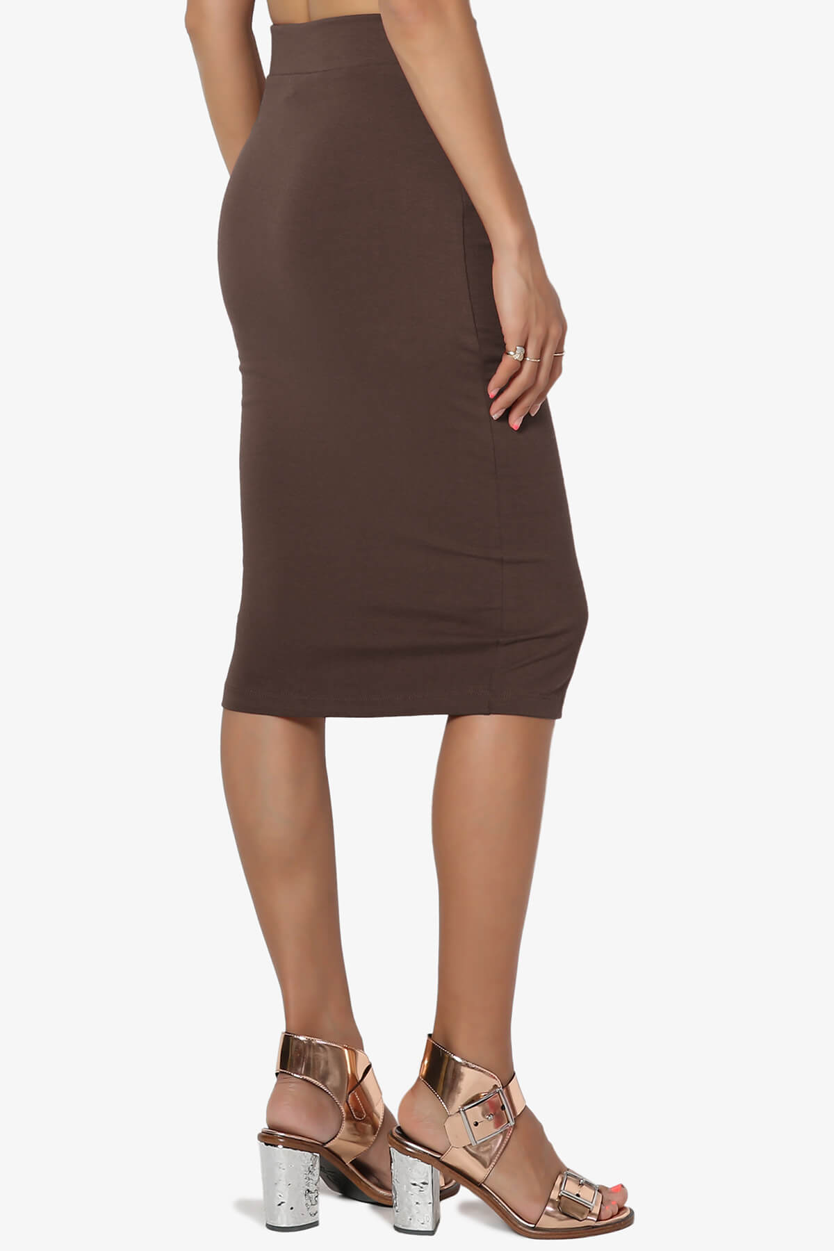 Karan Cotton Midi Pencil Skirt BROWN_4