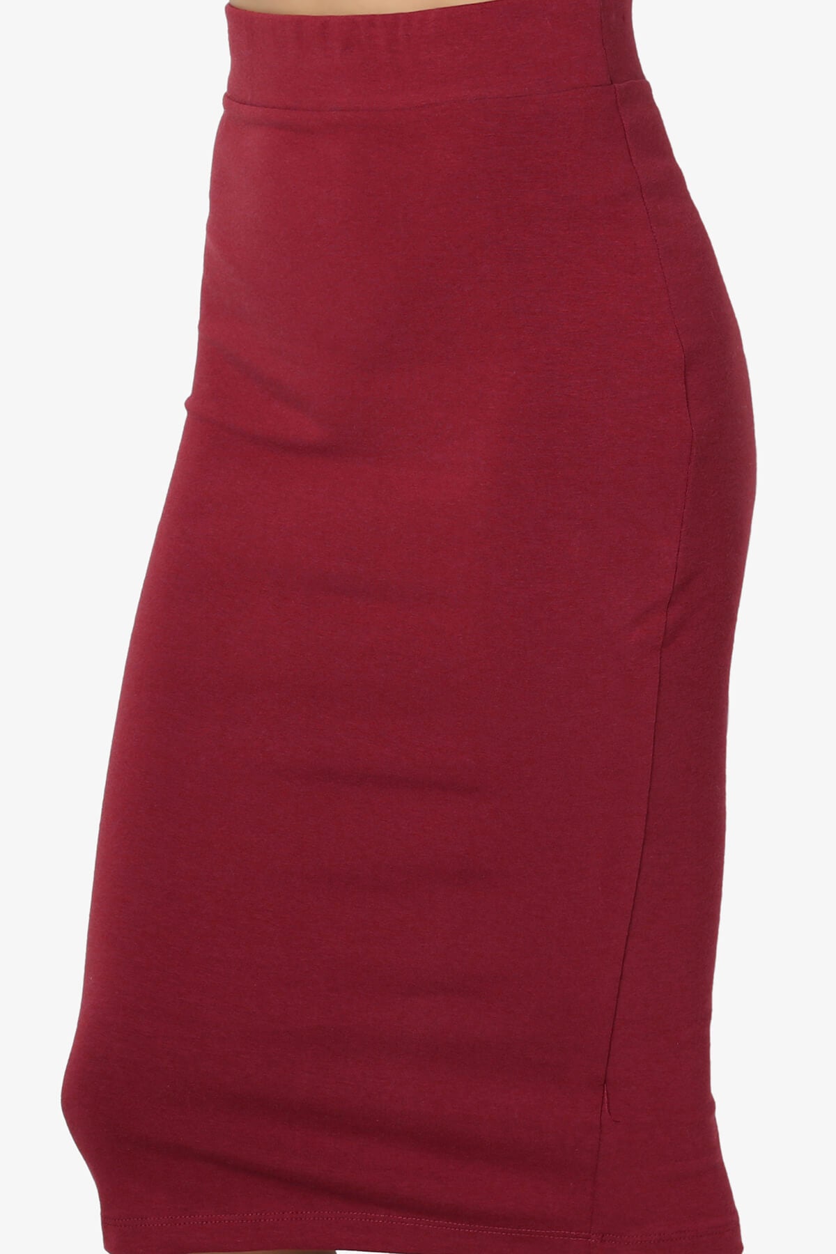 Karan Cotton Midi Pencil Skirt BURGUNDY_5