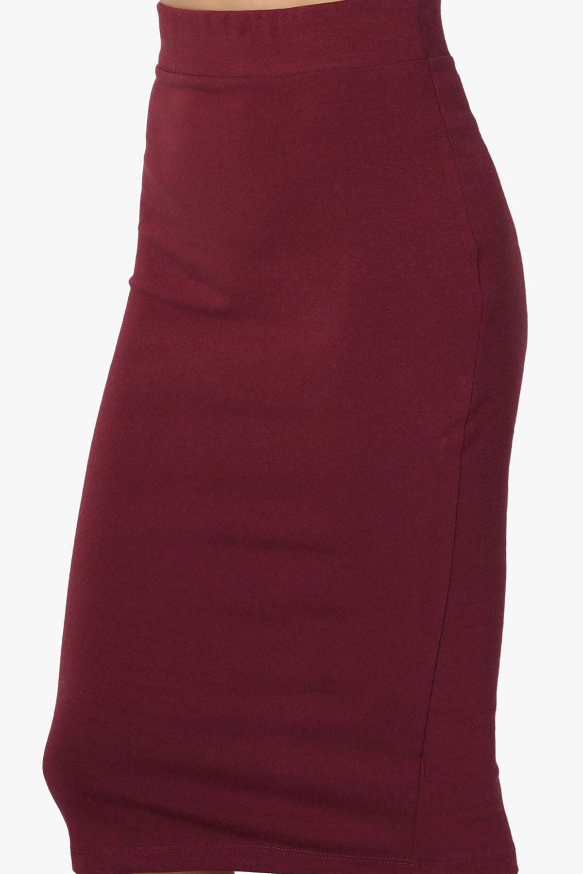 Karan Cotton Midi Pencil Skirt DARK BURGUNDY_5