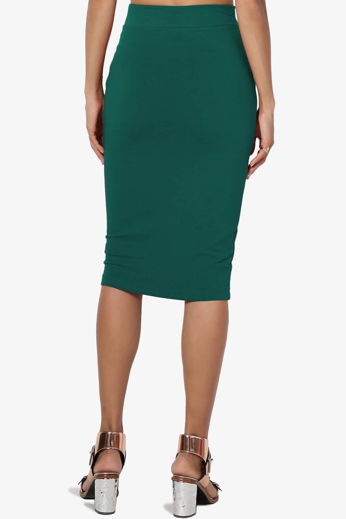 Karan Cotton Midi Pencil Skirt DARK GREEN_2