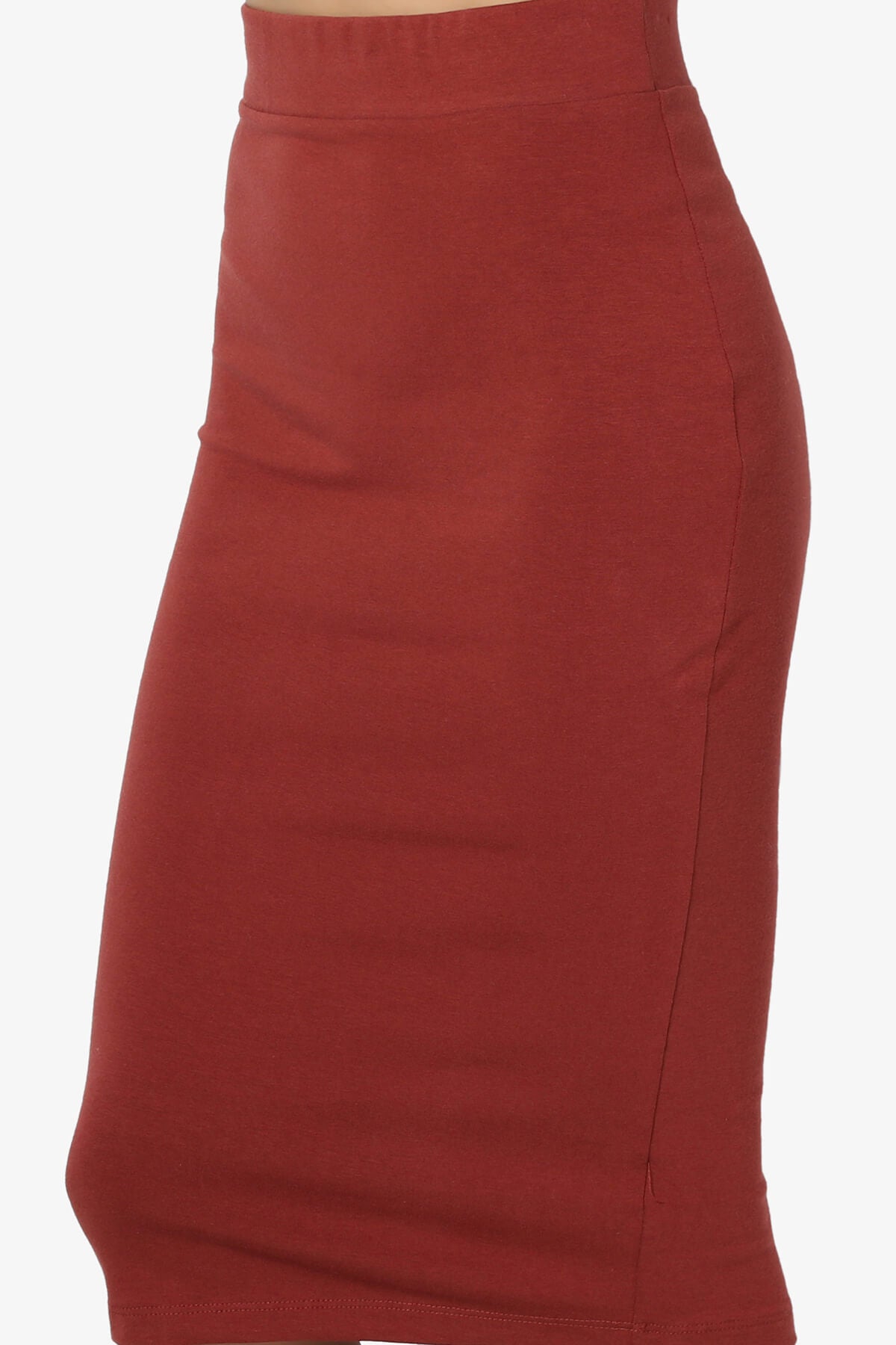 Karan Cotton Midi Pencil Skirt DARK RUST_5