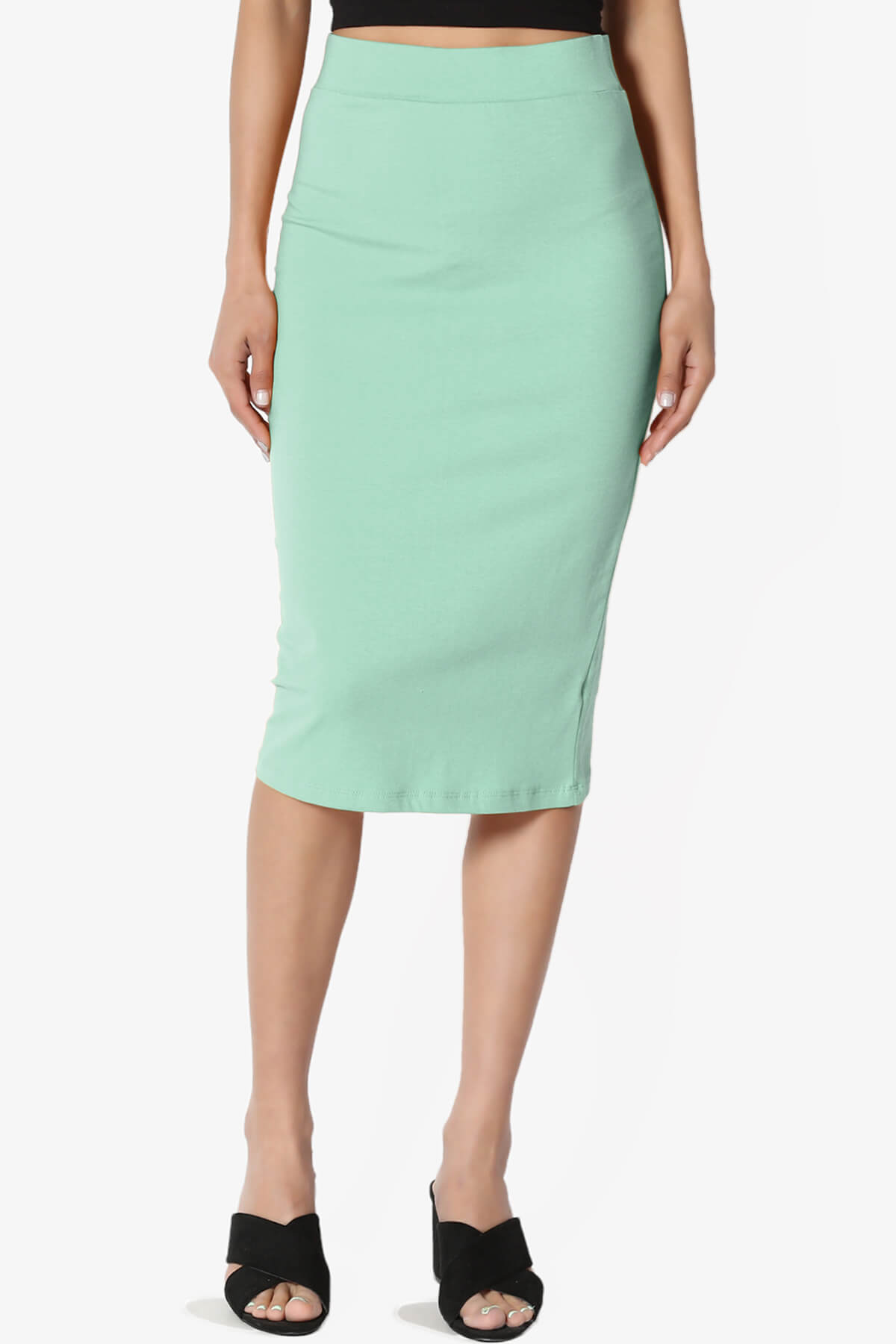 Karan Cotton Midi Pencil Skirt DUSTY GREEN_1