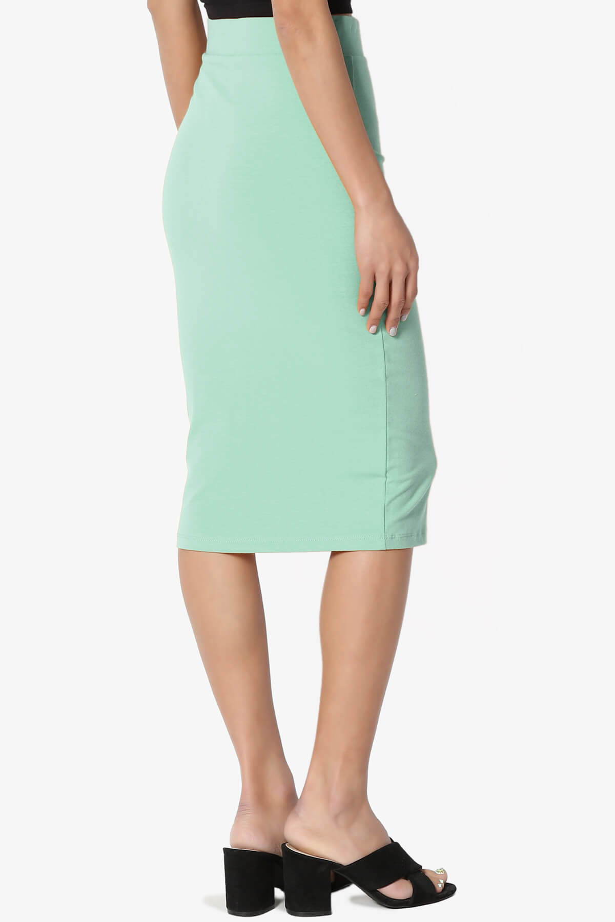 Karan Cotton Midi Pencil Skirt DUSTY GREEN_4
