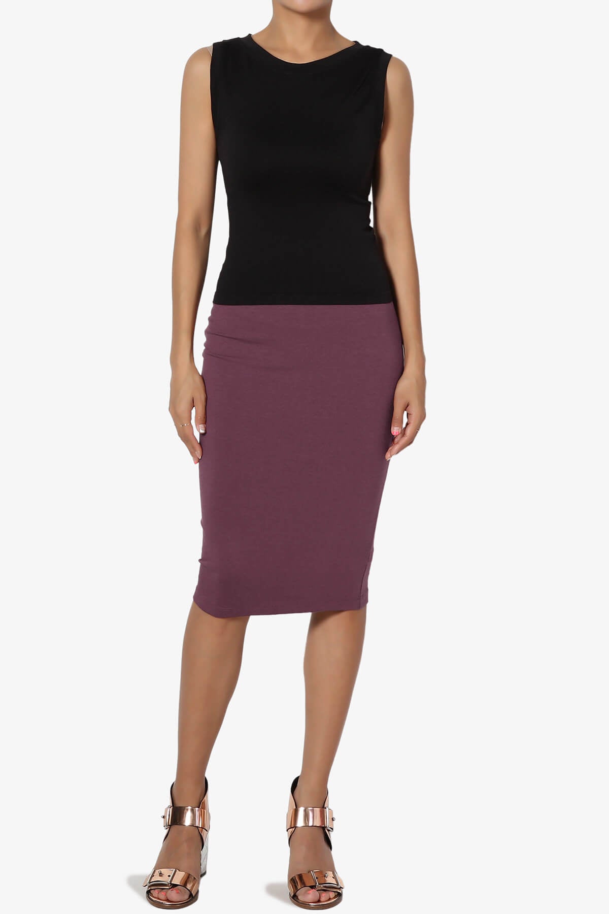 Karan Cotton Midi Pencil Skirt DUSTY PLUM_6