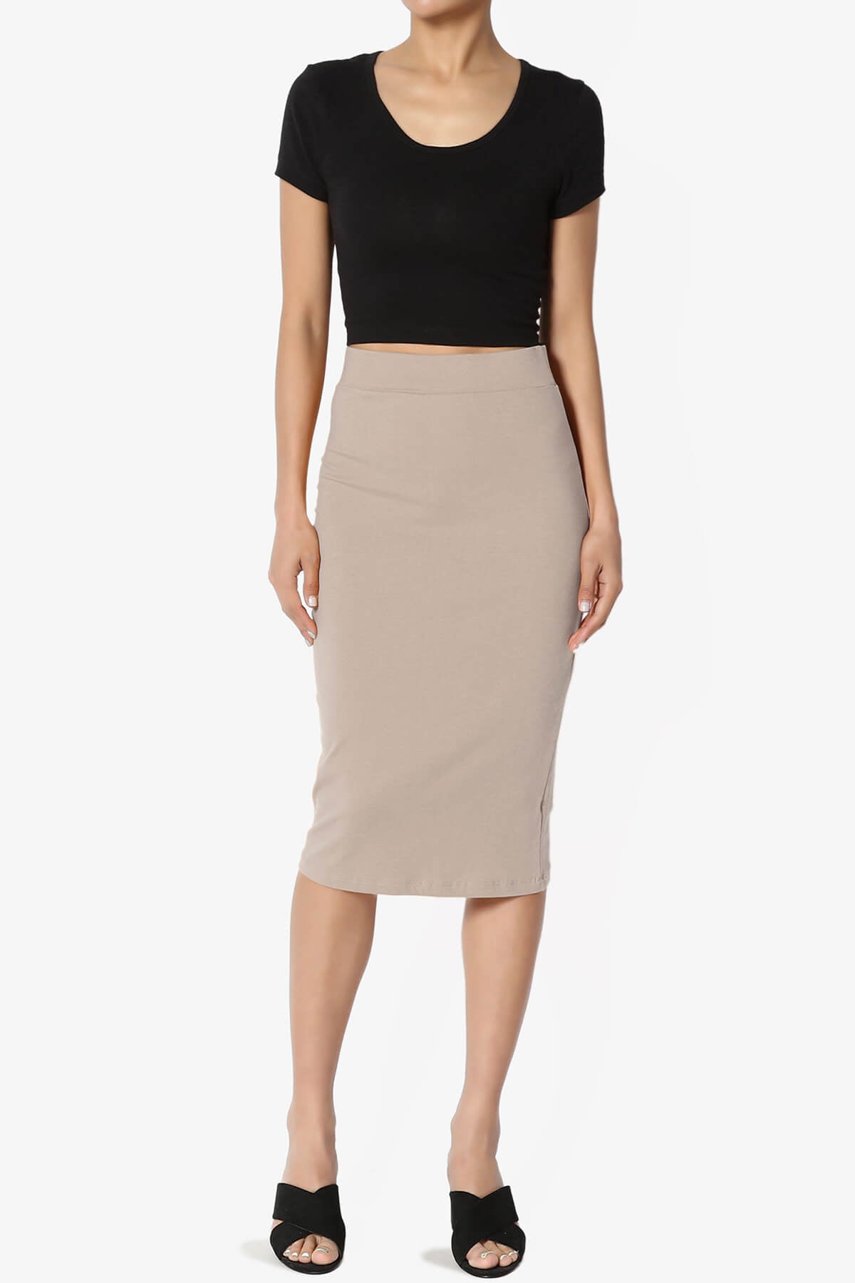 Karan Cotton Midi Pencil Skirt LIGHT MOCHA_6