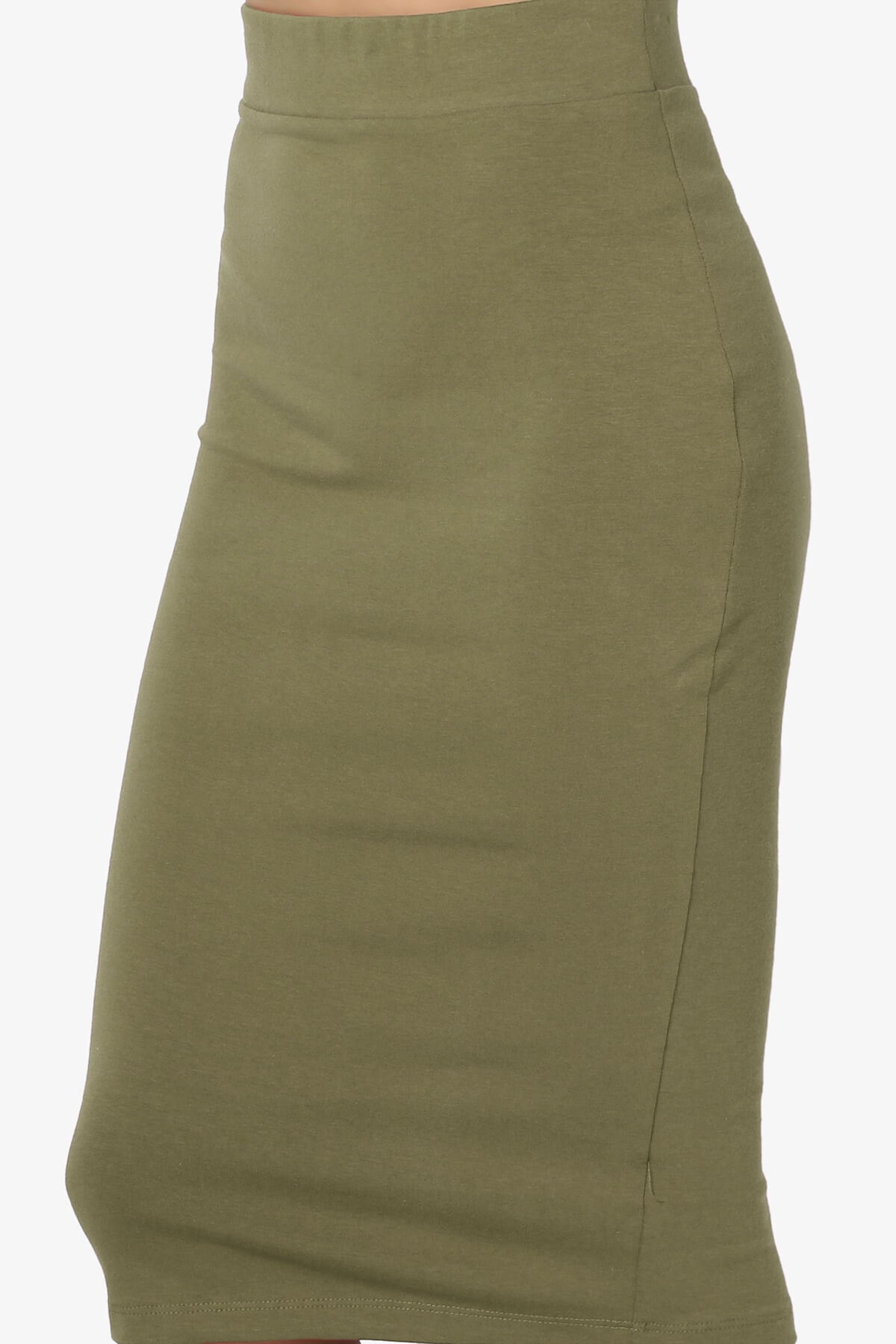 Karan Cotton Midi Pencil Skirt OLIVE KHAKI_5