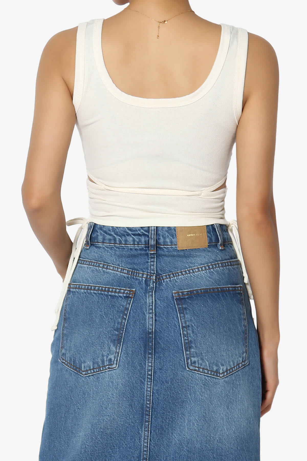 Keep Going Cutout Ruched Ribbed Tank Top IVORY_2