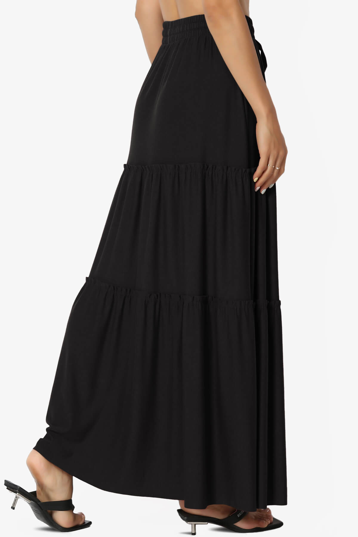 Kelton Ruffle Tiered Jersey Maxi Skirt BLACK_4