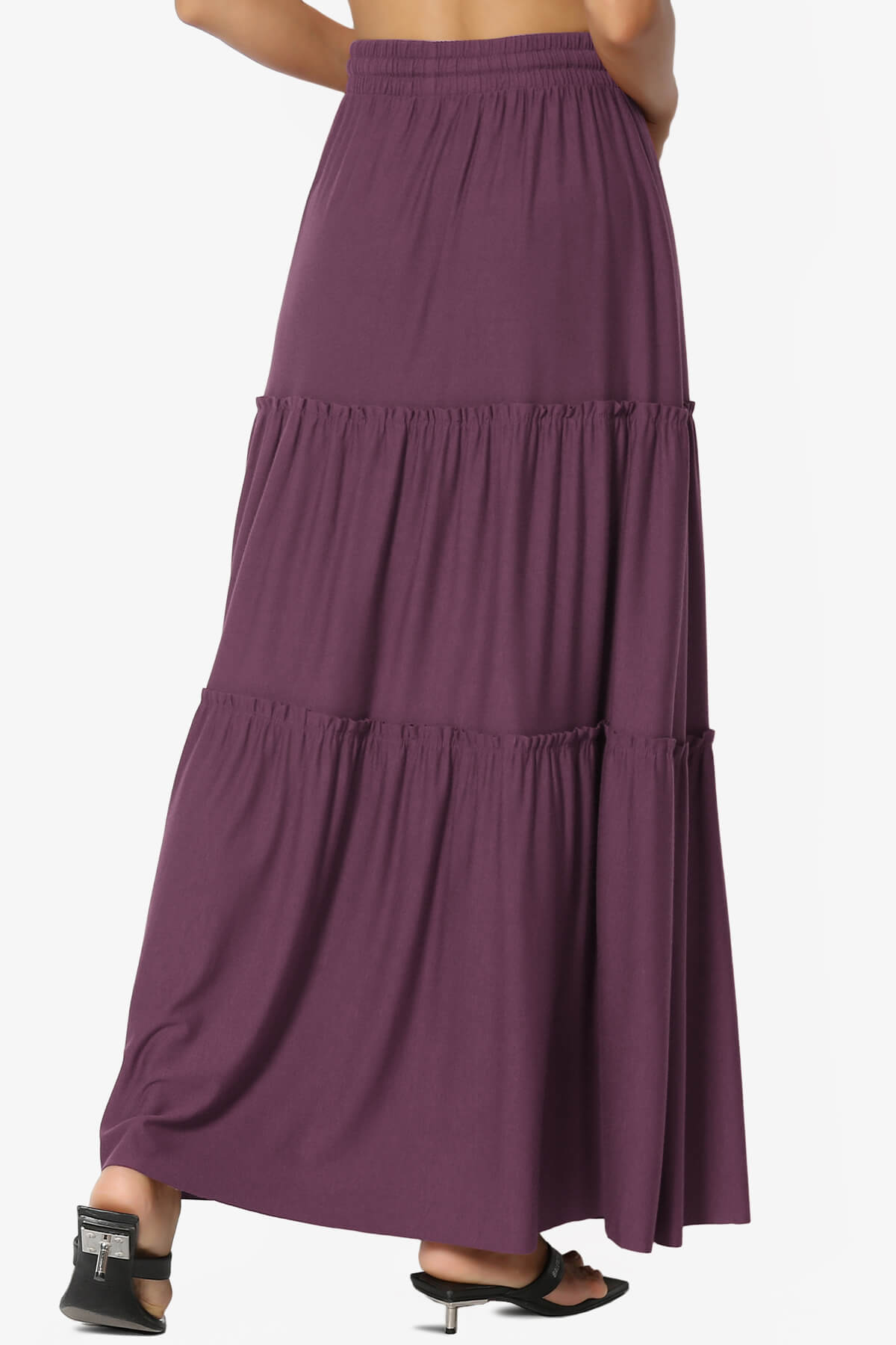 Kelton Ruffle Tiered Jersey Maxi Skirt DUSTY PLUM_2