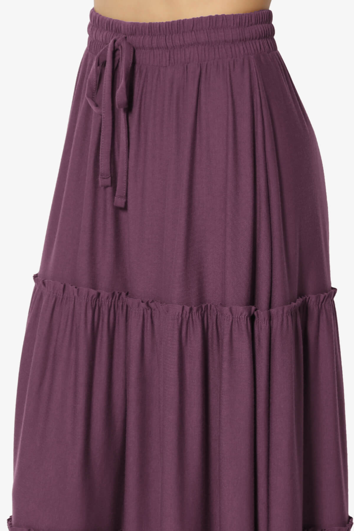 Kelton Ruffle Tiered Jersey Maxi Skirt DUSTY PLUM_5