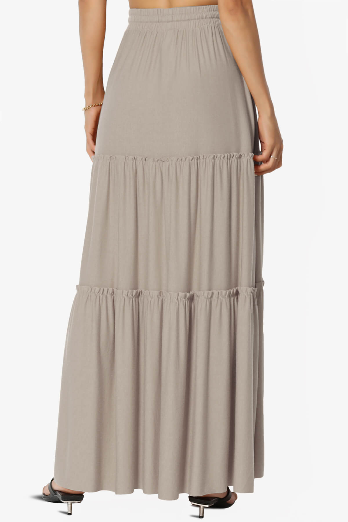 Kelton Ruffle Tiered Jersey Maxi Skirt LIGHT MOCHA_2