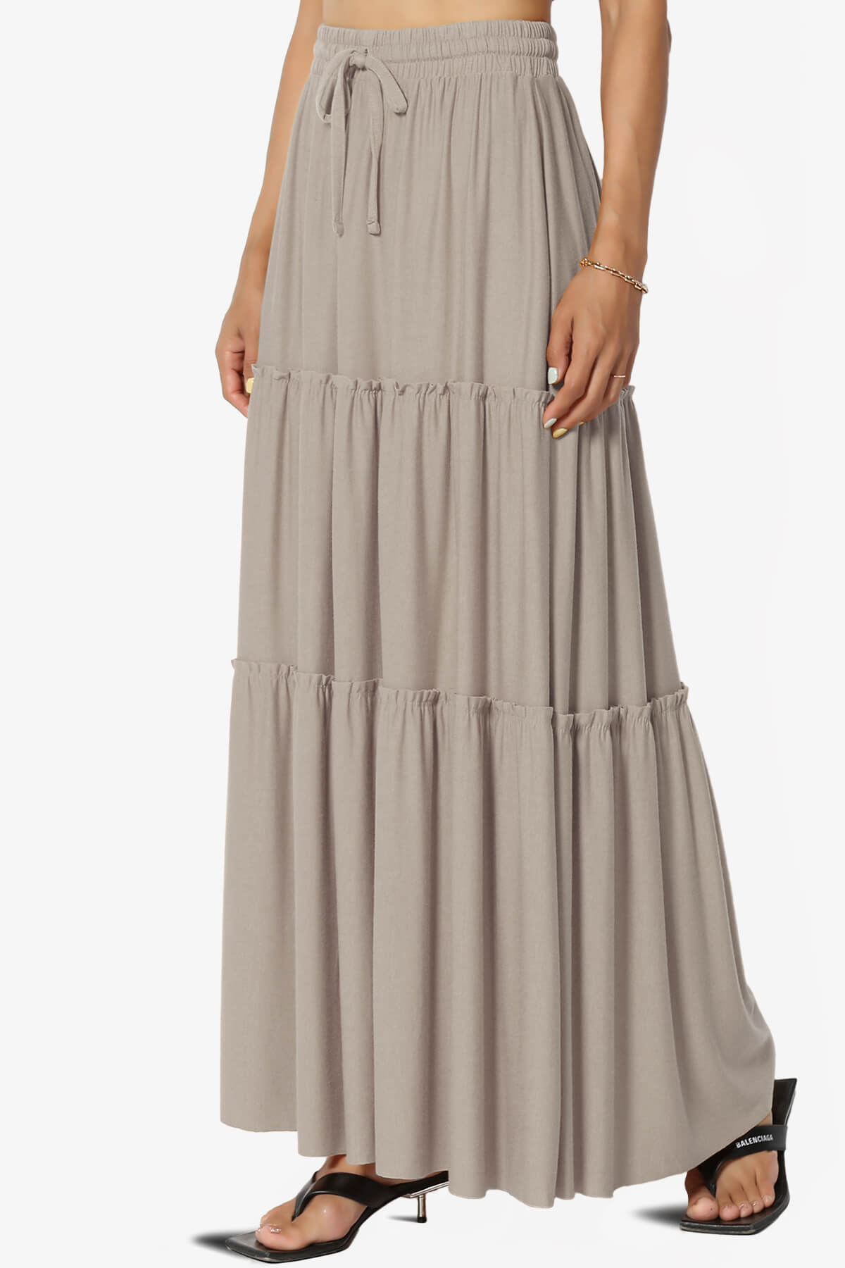 Kelton Ruffle Tiered Jersey Maxi Skirt LIGHT MOCHA_3