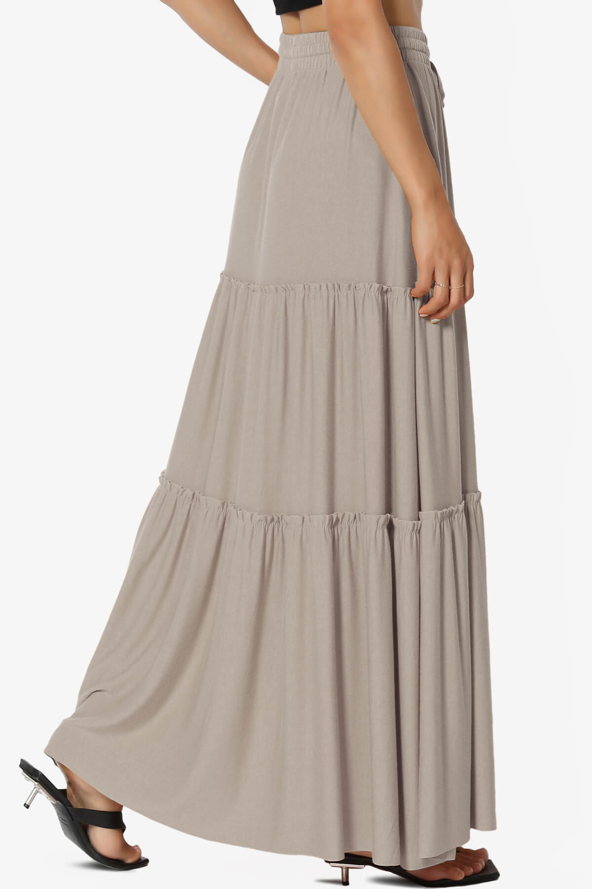 Kelton Ruffle Tiered Jersey Maxi Skirt LIGHT MOCHA_4