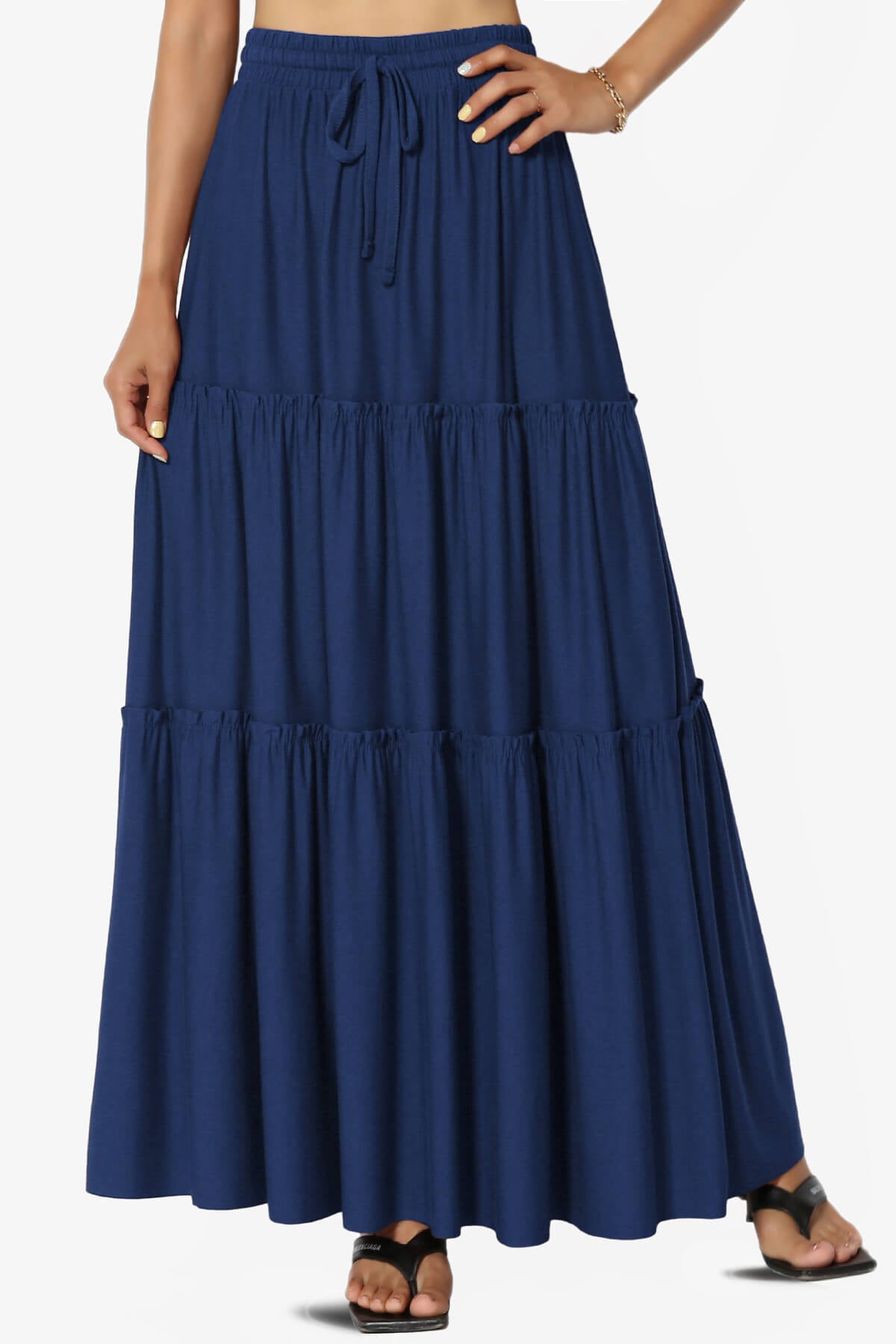 Kelton Ruffle Tiered Jersey Maxi Skirt LIGHT NAVY_1