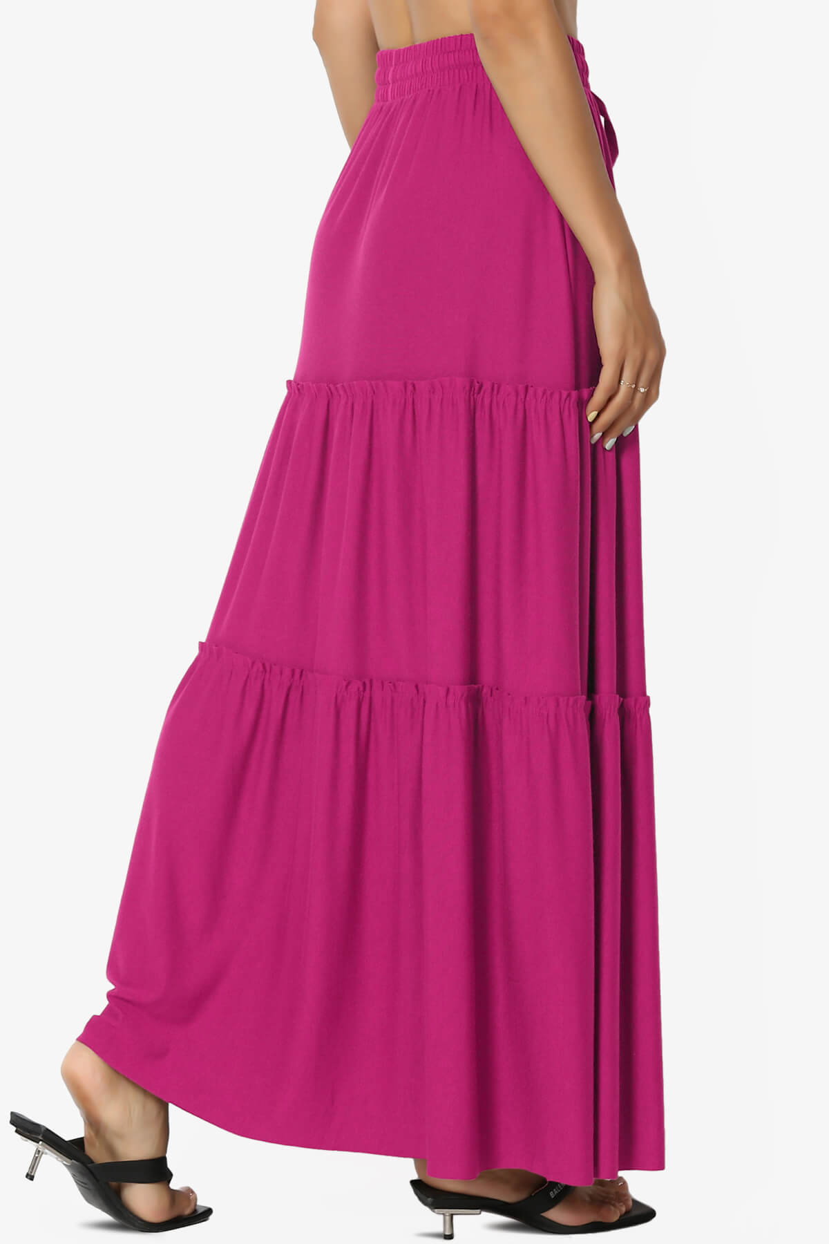 Kelton Ruffle Tiered Jersey Maxi Skirt MAGENTA_4