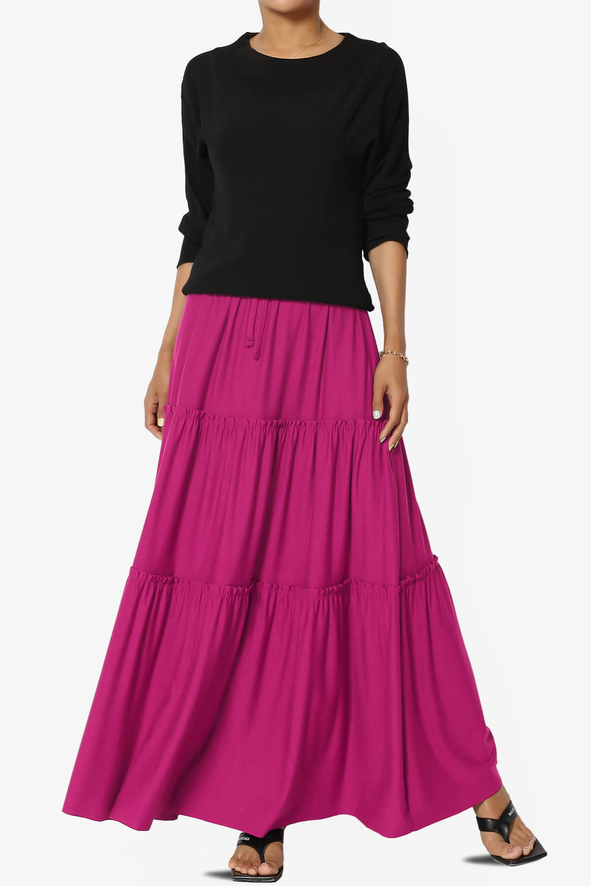 Kelton Ruffle Tiered Jersey Maxi Skirt MAGENTA_6
