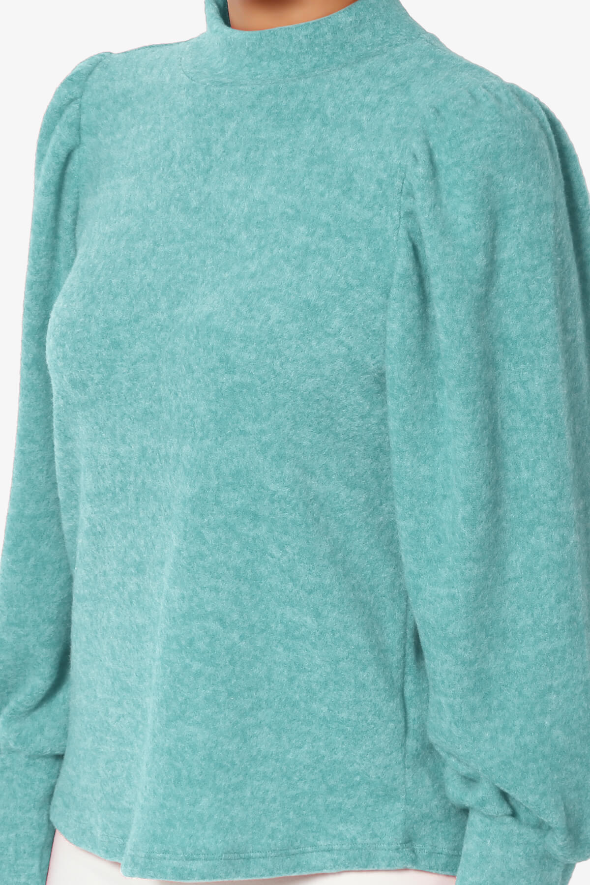 Killa Puff Long Sleeve Mock Neck Knit Sweater DUSTY TEAL_5
