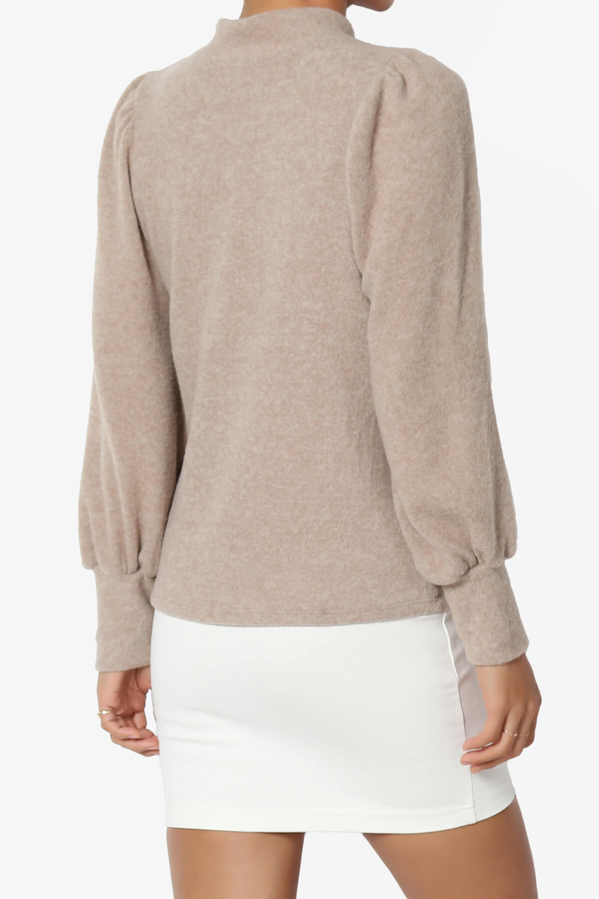 Killa Puff Long Sleeve Mock Neck Knit Sweater LIGHT MOCHA_4