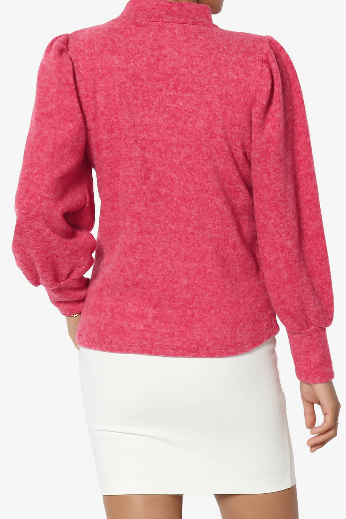 Killa Puff Long Sleeve Mock Neck Knit Sweater MAGENTA_2