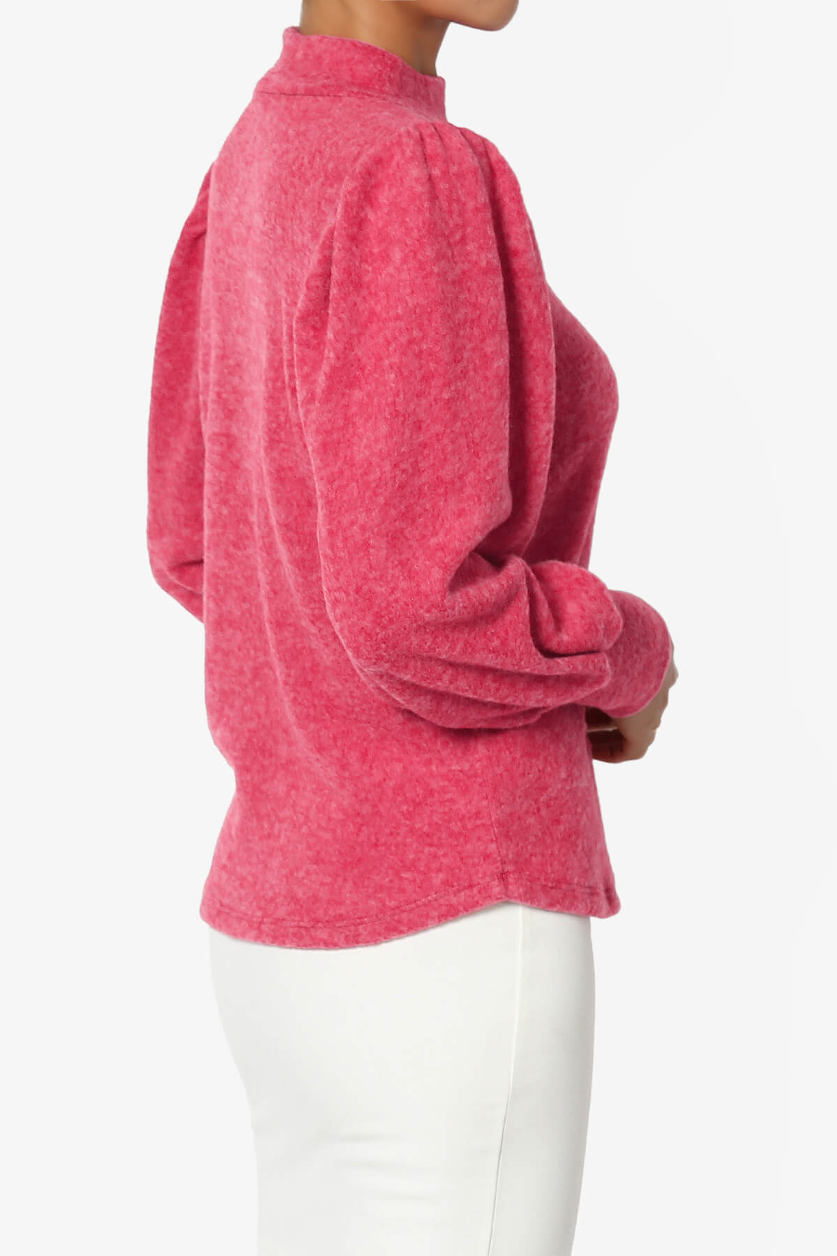 Killa Puff Long Sleeve Mock Neck Knit Sweater MAGENTA_4
