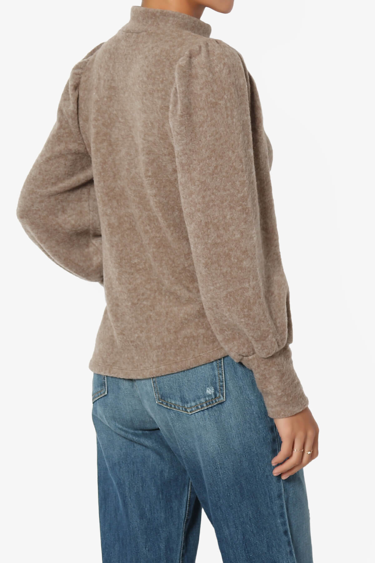 Killa Puff Long Sleeve Mock Neck Knit Sweater MOCHA_4