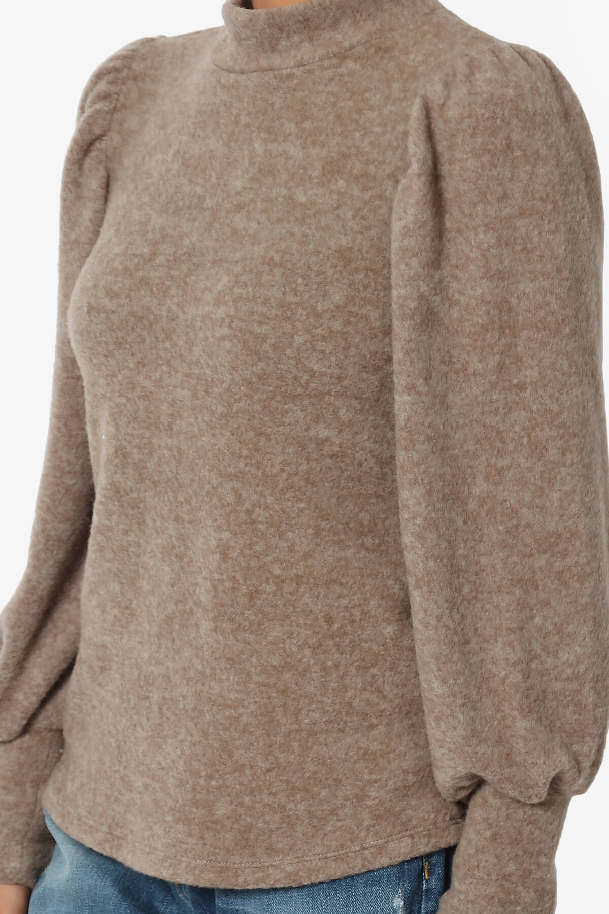 Killa Puff Long Sleeve Mock Neck Knit Sweater MOCHA_5