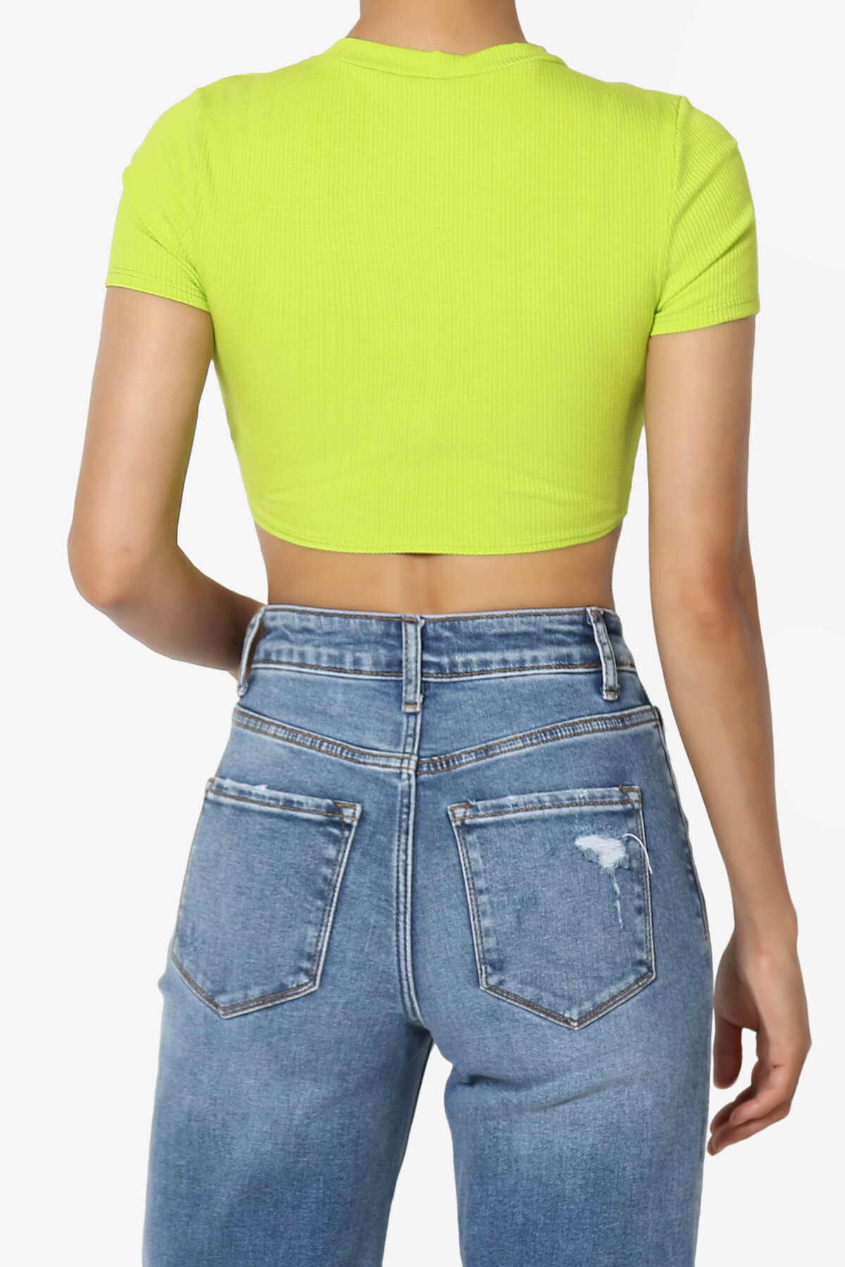 Kinzee Garter Clip Short Sleeve Crop Top LIME_2