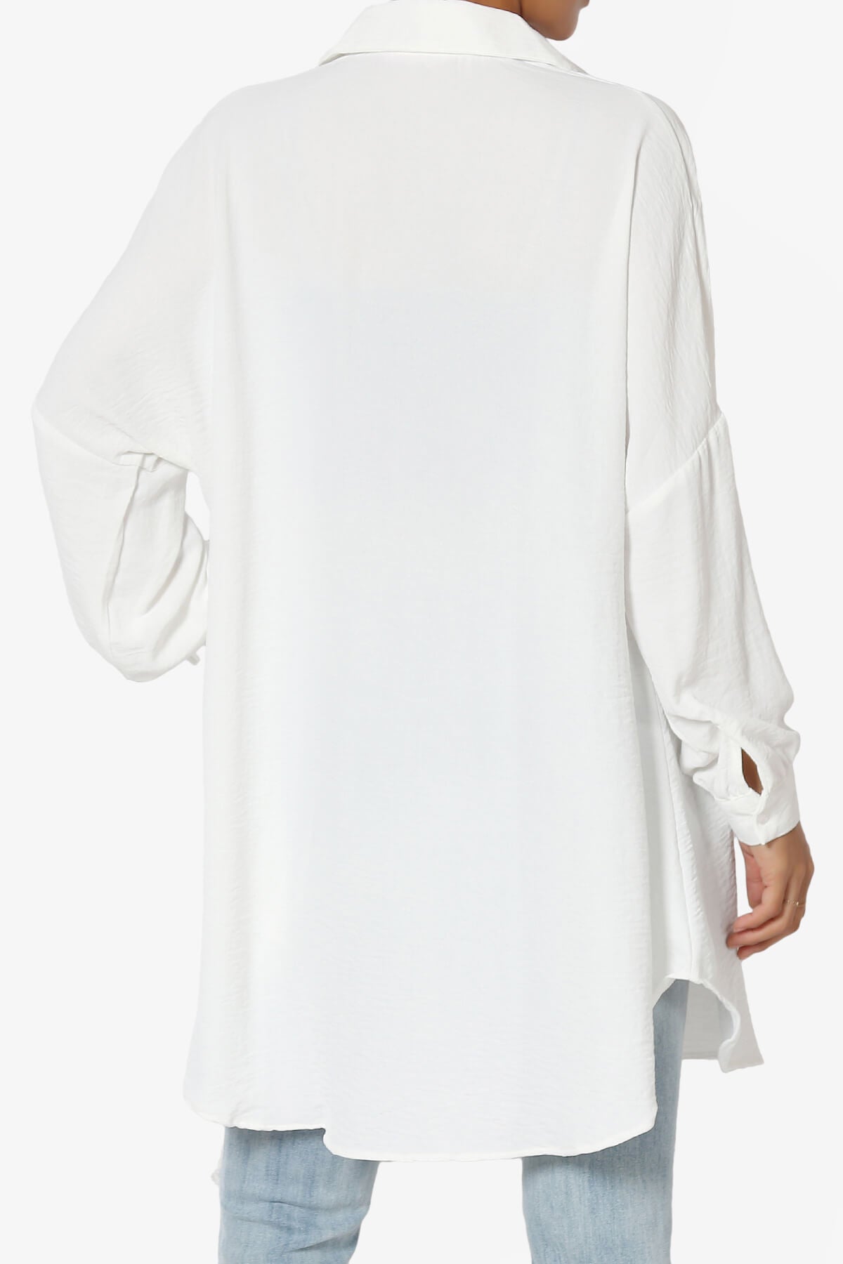 Landy Flowy Oversized Button Down Shirt WHITE_2