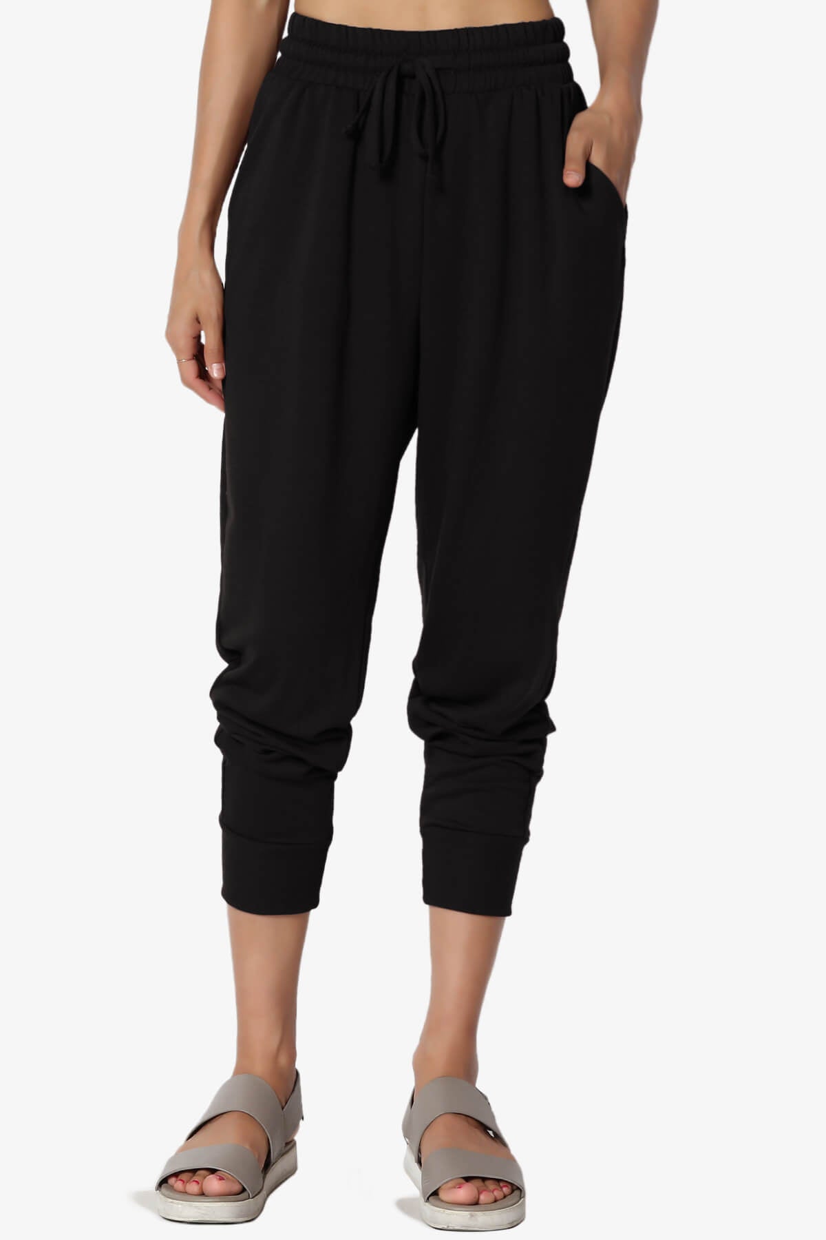 Lanette Drawstring Jersey Jogger Pants BLACK_1