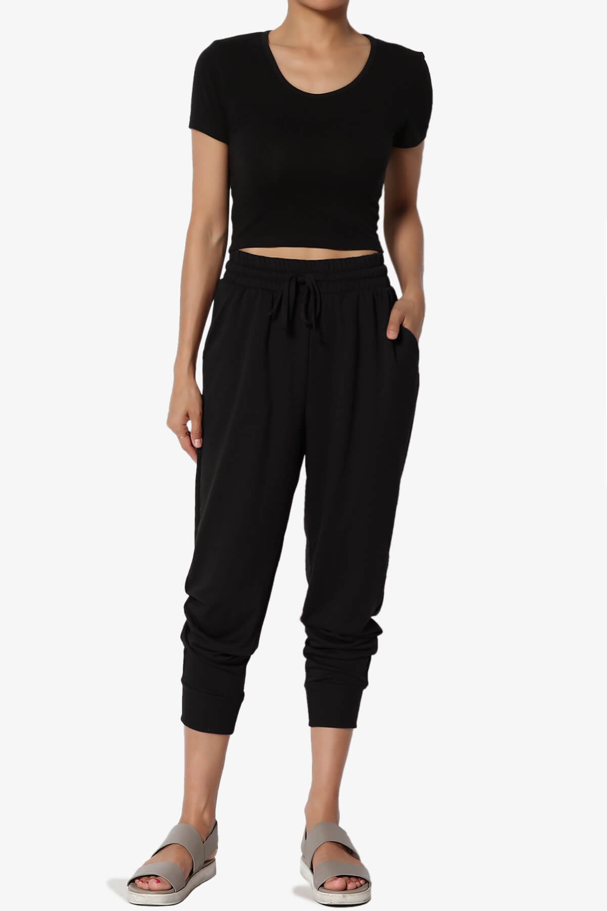 Lanette Drawstring Jersey Jogger Pants BLACK_6