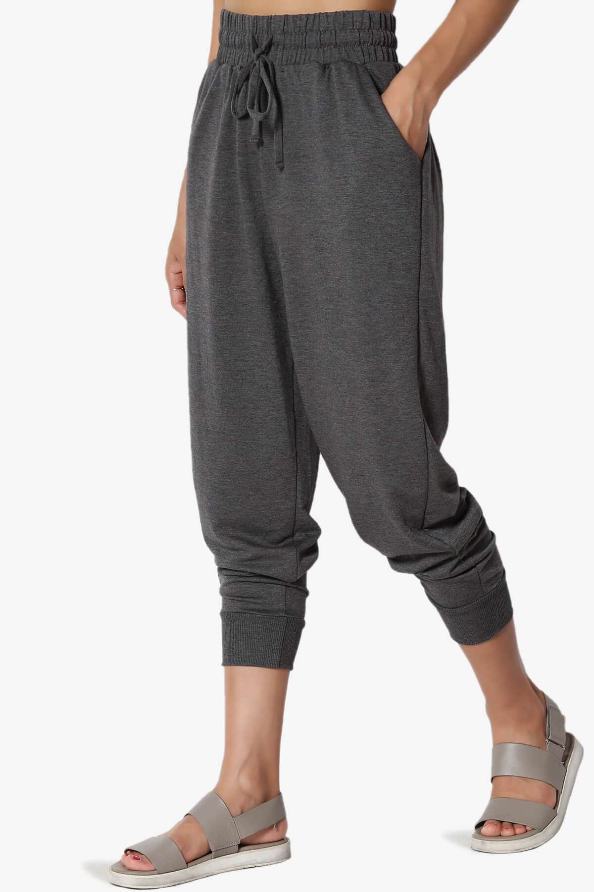 Lanette Drawstring Jersey Jogger Pants CHARCOAL_3