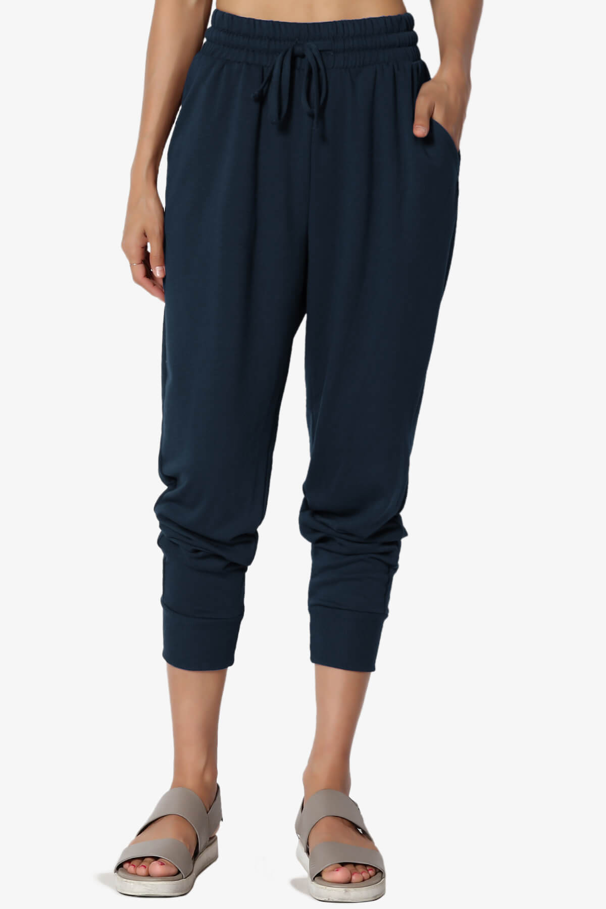 Lanette Drawstring Jersey Jogger Pants DARK NAVY_1