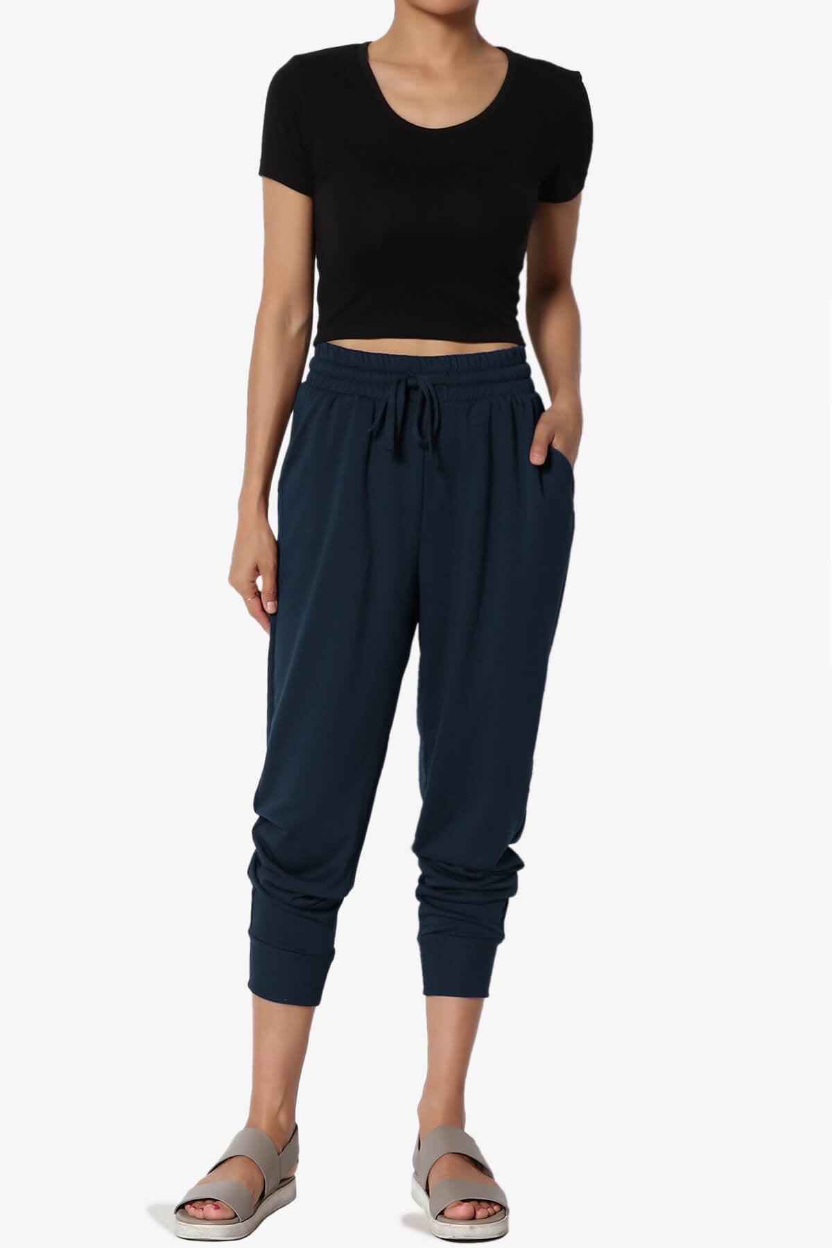 Lanette Drawstring Jersey Jogger Pants DARK NAVY_6