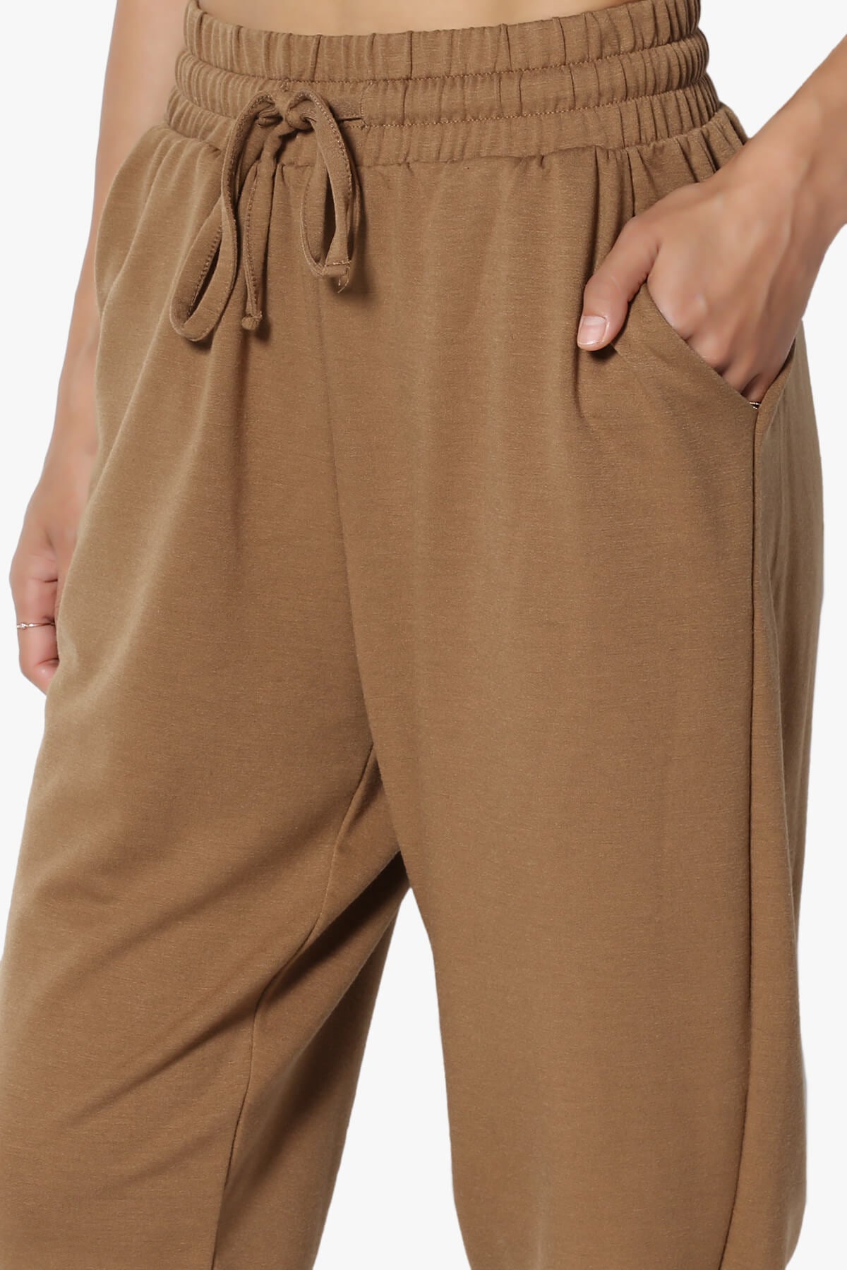 Lanette Drawstring Jersey Jogger Pants DEEP CAMEL_5