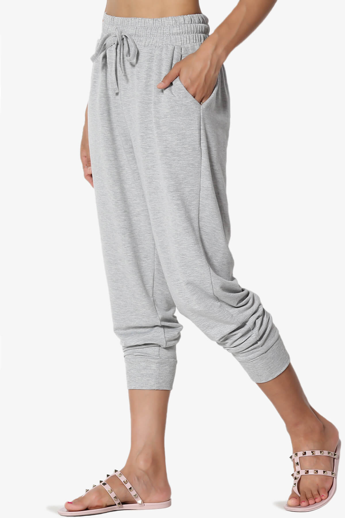 Lanette Drawstring Jersey Jogger Pants HEATHER GREY_3