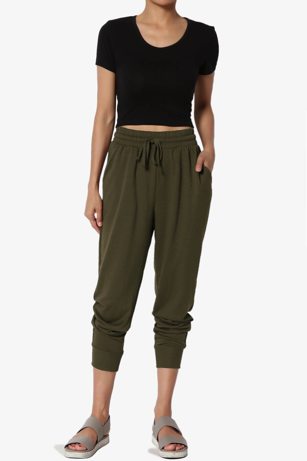 Lanette Drawstring Jersey Jogger Pants OLIVE_6
