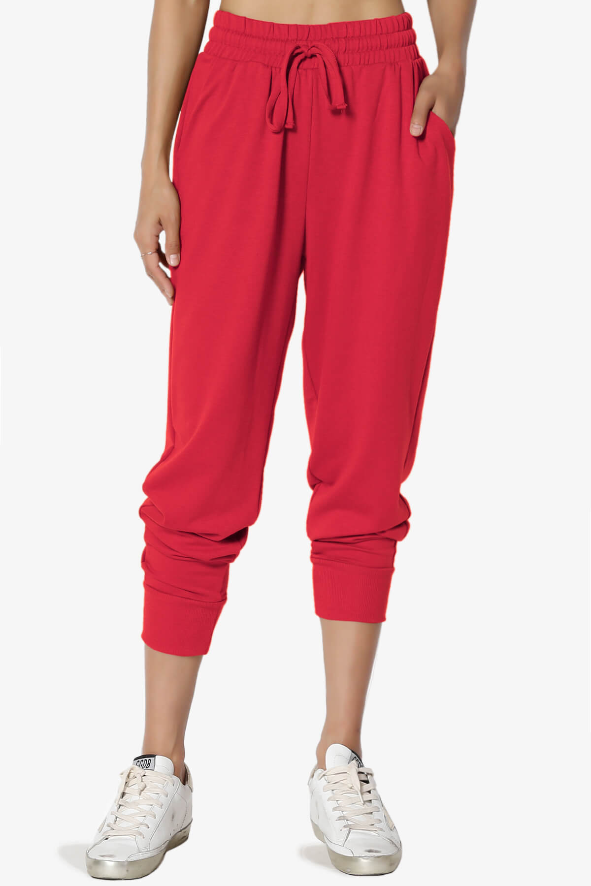 Lanette Drawstring Jersey Jogger Pants RED_1